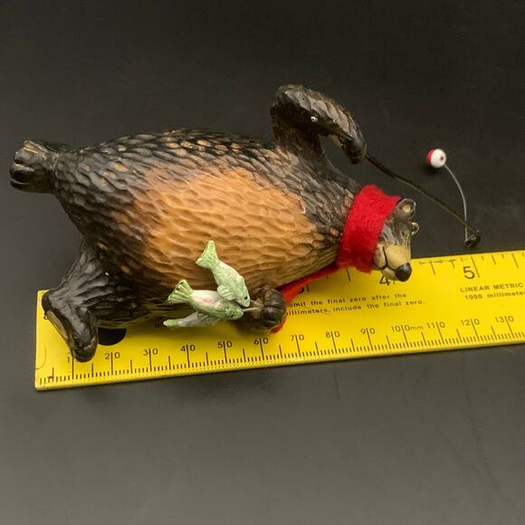 Bear Christmas Tree Ornament Fishing Pole Bobber Fish Scarf - Picture 7 of 9